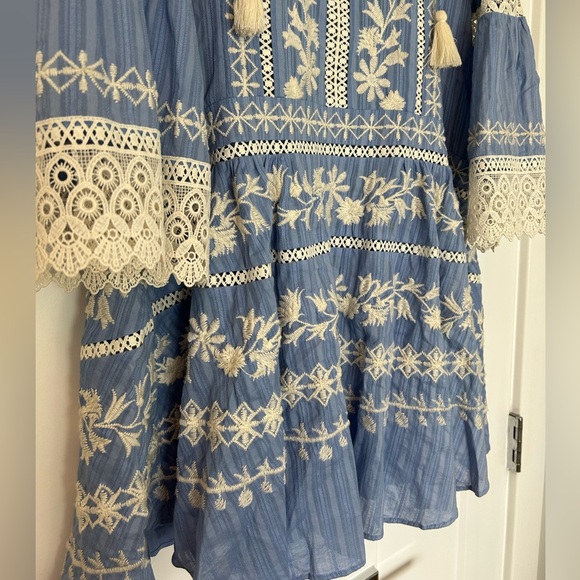 Tory Burch Blue Gabriella Lace Embroidered Dress - Picture 6 of 6